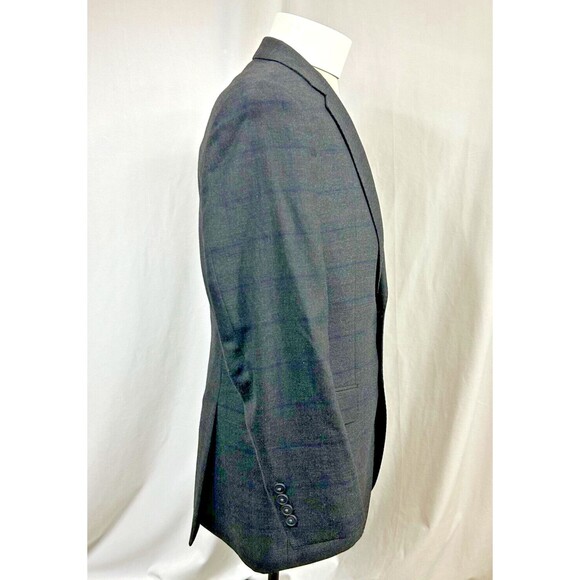 HUGO BOSS Gray Windowpane Plaid Wool Sport Coat Blazer-2 Button-Dual Vent-Sz 38R - Picture 6 of 14